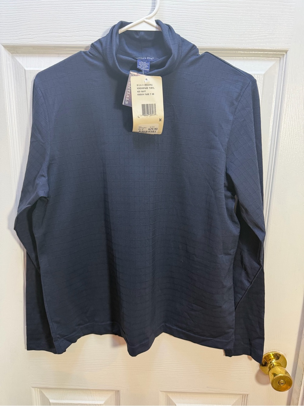 Navy Quilted Long-Sleeve Mock Neck Top